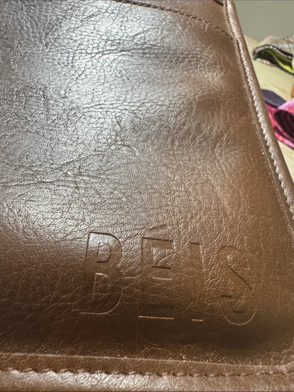 BEIS Brown Leather laptop/ Tablet Folio with Embossed Logo Unisex
